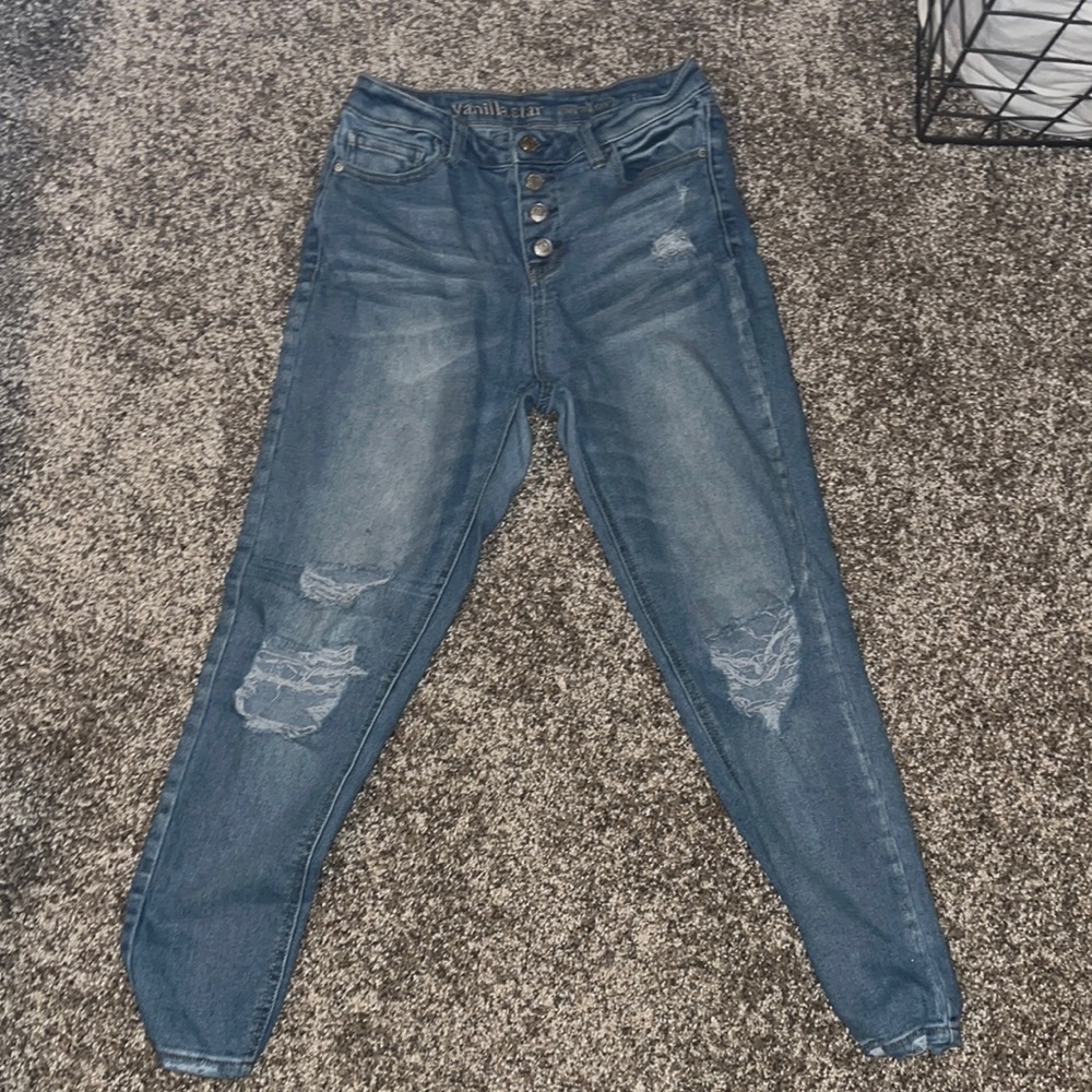 Distressed High Waisted Skinny Jeans